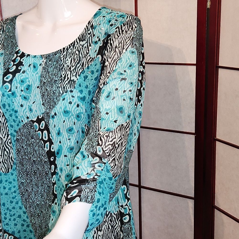 Style & Co. Sheer Layered Multi-Pattern Blouse - Picture 4 of 9
